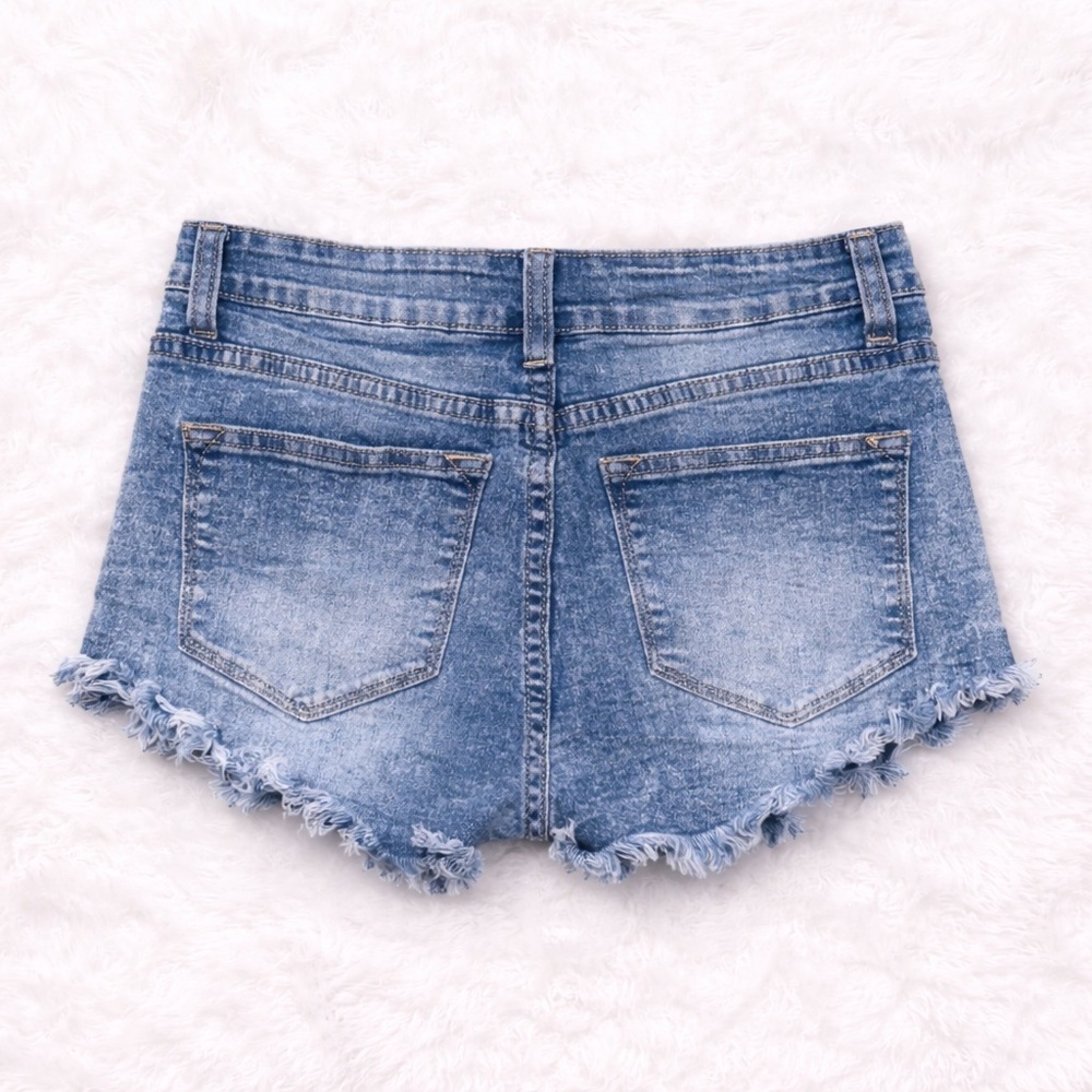 KanCan Denim Cutoff Shorts Size 5/26 Distressed Frayed Hem Stretch Jean Shorts - Picture 2 of 3